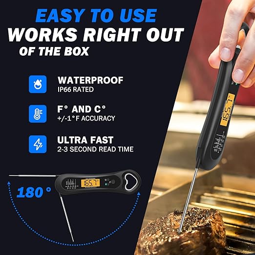 Meat Thermometer with Dual Probes - Advanced Bluetooth Cooking Thermometer for Perfect Grilling, Smoking, Oven Roasting & Air Frying, Long Range Monitoring & Smart Alerts