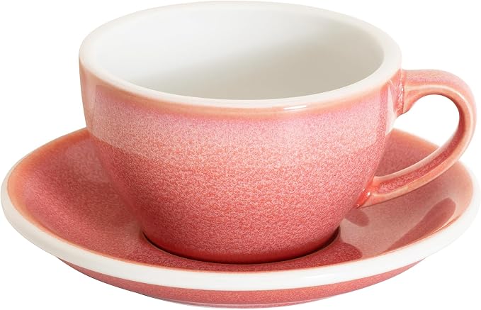 Loveramics Coffee Cup Ceramic, 8 oz Latte Art Cup with Saucer for Cappuccino, Tea, Espresso, Thick - walled stoneware Cappuccino mug Set for Cafe and Barista - Potters Colours (Berry, 8OZ)