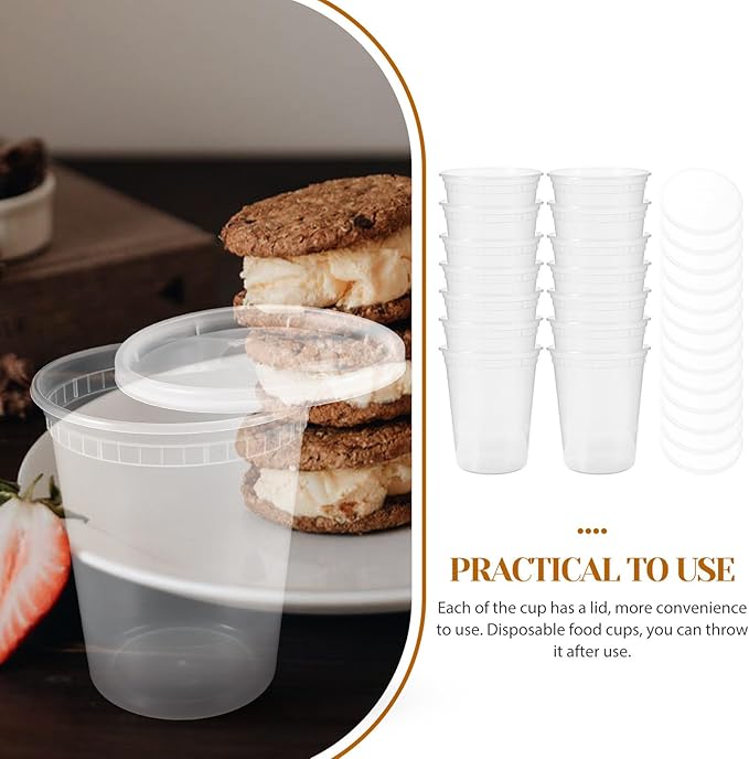 30 Sets 32oz (960ml) Disposable Soup Containers with Lids, Thickened Plastic Leakproof Food Bowls for Takeaway and Meal Prep