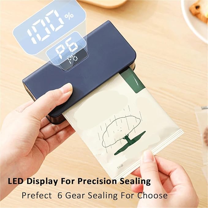 Vacuum Sealer， Mini Heat Sealer Plastic Bag Sealing Machine Rechargable Storage Package Handheld Clip Food,Vacuum Sealer for Food(White)