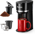 Horavie Small Single Serve Coffee Maker for K Cup and Grounds, Fast Brew One Cup Coffee Machine with One Button, 6 to 12 oz. Brew Sizes, Perfect for Home and Travel, Black