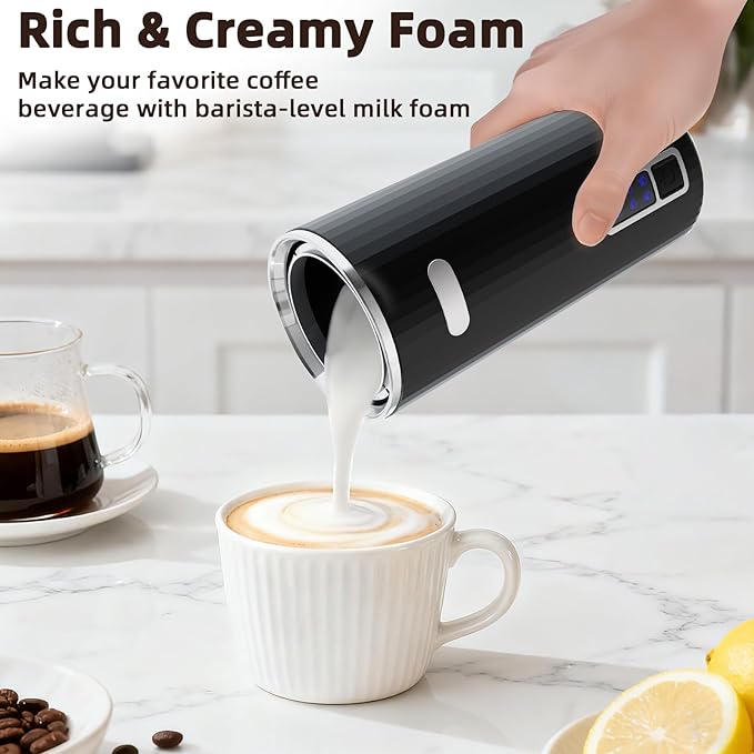 Electactic Milk Frother, 6-in-1 Electric Milk Steamer, 8.5oz/250ml Automatic Warm and Cold Foam Maker and Milk Warmer for Latte, Cappuccinos, Macchiato, From the Makers of Instant 400W, Black