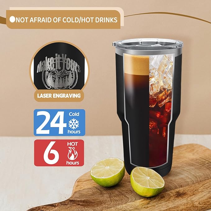 YOUKE OLA 14 Pack Insulated Tumbler Powder Coated Stainless Steel Double Wall Vacuum Travel Coffee Tumbler Cup with Lid and Straw for Laser Engrave DIY Gift 30oz Black
