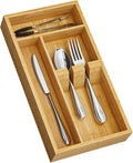 Yofidra Bamboo Silverware Organizer, 12.6 x 6.97 x 1.96 Inches Kitchen Utensil Drawer Organizer, Silverware Tray for Drawer with Fixed Slots for Spoons, Forks & Knives, Natural
