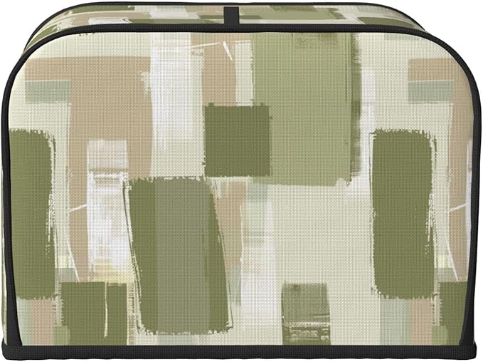 Toaster Cover 4 Slice Modern Art Geometric Sage Green Kitchen Small Appliance Covers with Pockets Dust and Fingerprint Protection