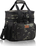 Expandable Large Insulated Lunch Box, Heavy Duty Lunch Cooler Bag Durable Leakproof Lunch Pail for Men Women Adults Work Shift Outdoor Picnic Camping Road Trip, 24 Can, Black-Camo, GLENKEY