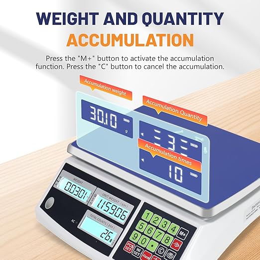 Industrial Counting Scale (30kg/66lb, 0.1g), g/kg/lb, Coin Scale, Precision Electronic Gram Scale for Parts and Coins,Digital Inventory Scale with Alarm Mode