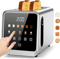 Toaster 2 Slice with Touchscreen, 1.5" Wide Slots & Memory Recall | 900W Stainless Steel Smart Digital Toasters | 6 Shade Settings for Bagels & Thick Bread | Defrost Reheat Single-Slice Mode