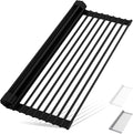 HANZENMA Roll Up Dish Drying Rack Over The Sink Kitchen Roll Up Sink Drying Rack Multipurpose Foldable Sink Drying Mat, Heat-Resistant, Anti-Slip & Anti-Rust Dish Rack for Kitchen, 20.5" x 13", Black