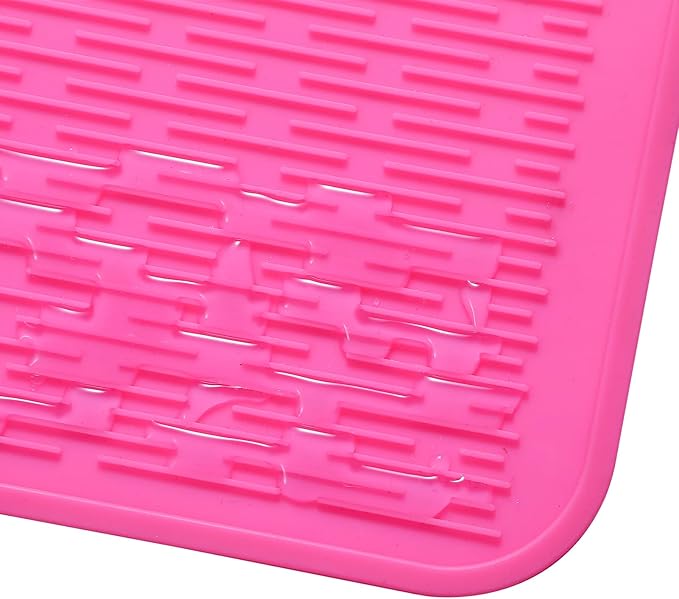 MicoYang Silicone Dish Drying Mat for Multiple Usage,Easy clean,Eco-friendly,Heat-resistant Silicone Mat for Kitchen Counter or Sink,Refrigerator or Drawer Liner Rose XL 18 inches x 16 inches