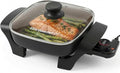 Elite Gourmet EG808C Electric Skillet 8"x8" PFAS-Free Ceramic Non-Stick, Tempered Glass Vented Lid, Removable Thermostat 200–400°F, Dishwasher Safe, 2.5-Qt Capacity for One-Pot Meals, Black