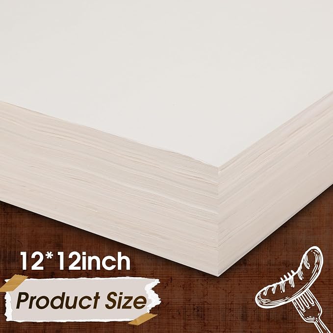 Spakon 1000 Sheets Wax Deli Paper Sheets for Food 12 x 12 Inch Checkered Dry Waxed Deli Basket Liners for Sandwich Wrapping, Food Basket Liners, Picnic party (White)