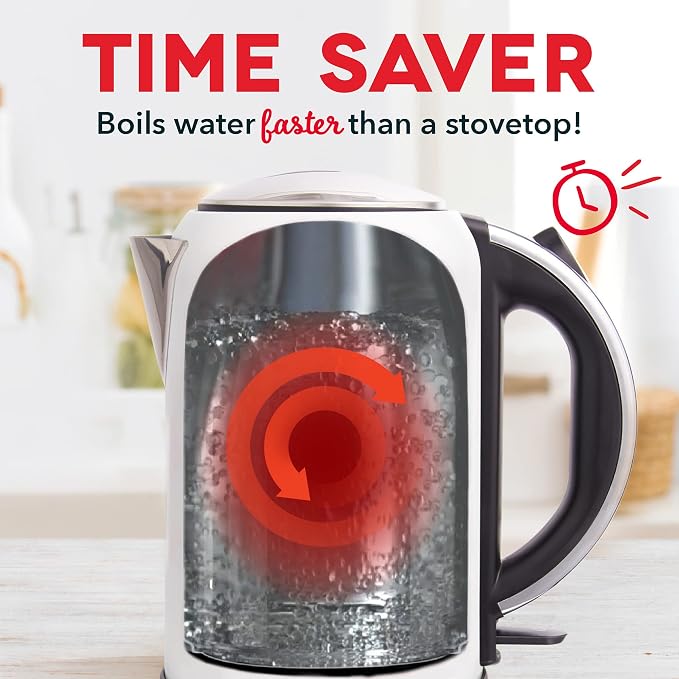 Dash Rapid Kettle - 1.7L Electric Kettle for Boiling Water, 1500W Rapid Boil, Auto Shut-Off, Soft-Open Lid, Cool-Touch Handle, Easy-View Window, Hot Water Boiler for Coffee and Tea
