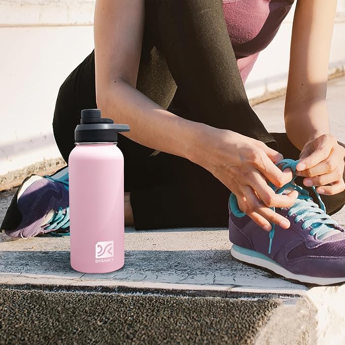 DYSANKY Insulated Water Bottle | Thickened Stainless Steel Vacuum Metal | Portable Sports Water Jug for Gym and Hiking with Straw, Carrier Bag, Handle Strap | BPA-Free 32 oz