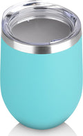 DOMICARE Stainless Steel Wine Tumbler Bulk with Lid, Personalized Insulated Tumblers Set, 12oz Travel Coffee Cups Pack of 1, Light Blue