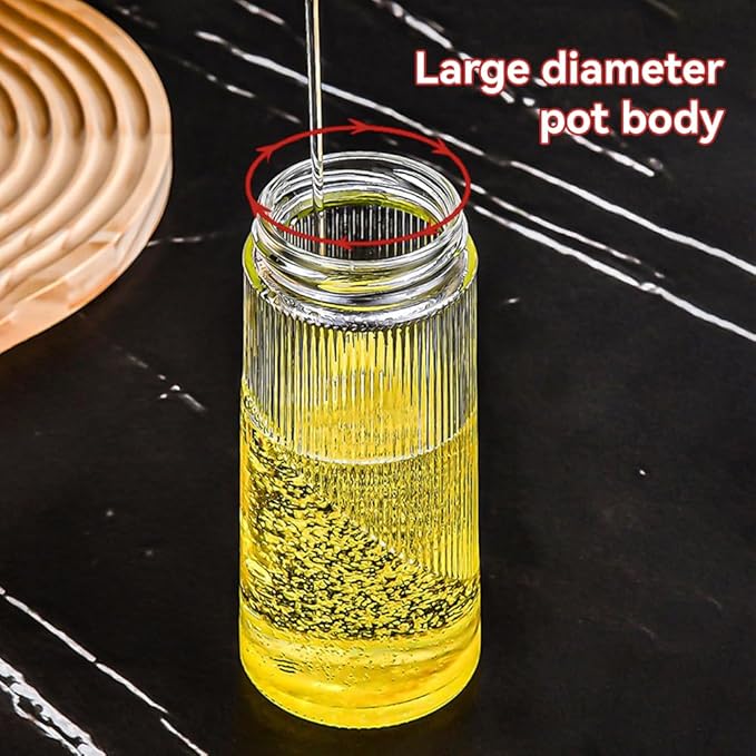 TINMIX Glass Olive Oil Dispenser Bottle for Kitchen 22OZ/650ML Oil and Vinegar Dispenser with Stainless Steel Pour Spout and Labels