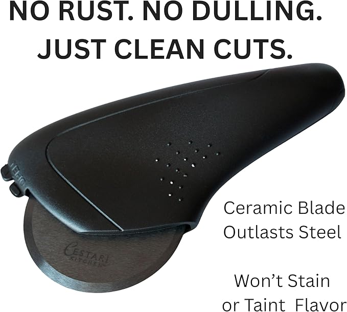 Cestari Heirloom Ceramic Pizza Cutter – Razor-Sharp, Rust-Free Blade with Protective Guard | Dishwasher Safe | A Legacy Kitchen Tool for Generations