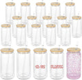 16 Oz Acrylic Snowglobe Tumbler, 20 Pack Pre-Drilled Double Wall Plastic Clear Cup for Glitter Snow Globe Diy, Double Wall Plastic Snowglobe Cup with Bamboo Lid
