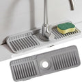 Faucet Mat for Kitchen Sink, 17.7" x 5.5" Silicone Sink Faucet Mat Splash Guard, 7° Slope Fast Self-draining, Bathroom Countertop Protectors to Catch Spills, Foldable & Snap Lock Fit (Gray)