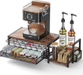 K Cup Holder, 2-Tier Coffee Pod Holder for 60 Pods, K Cup Drawer Organizer with Sliding Storage Drawer, Coffee Bar Station Organizer for Countertop, Space Saving, Home & Office, Brown