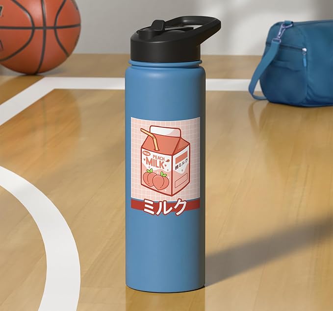 Cute Funny 90s Japanese Kawaii Aesthetic Peach Milk Stainless Steel Insulated Water Bottle