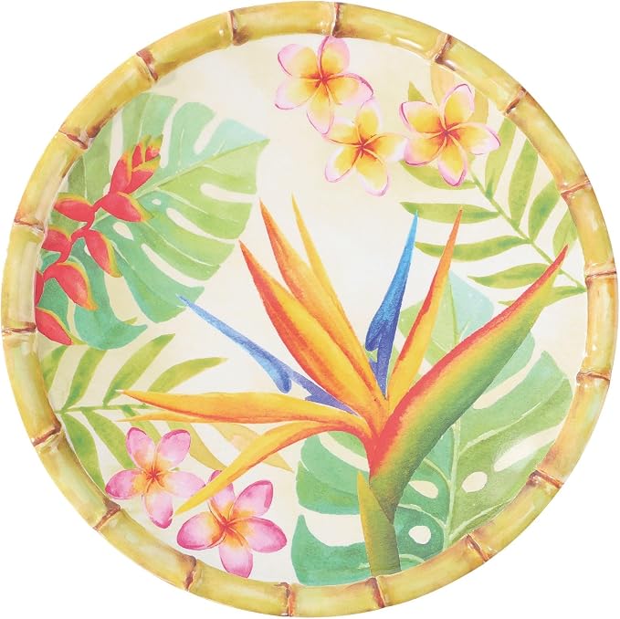 UPware 12 Piece Bird of Paradise Melamine Dinnerware Sets, Outdoor Dishes Set, Plates and Bowls Sets, Service for 4, Multicolor