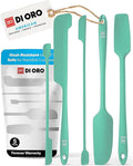 DI ORO Silicone Jar Spatulas for Scraping - Rubber Spatulas Silicone Heat Resistant - Kitchen Spatulas Nonstick Cookware Safe - Silicone Utensil Set for Blenders, Mixing, Baking, & Makeup (5pc, Mint)