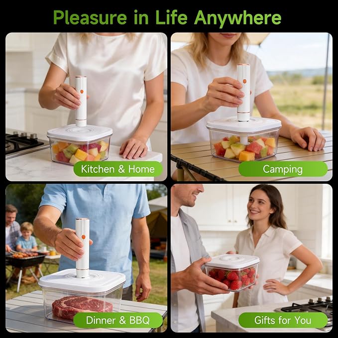Vixino Vacuum Seal Containers, 3Pcs Reusable Food Storage Containers with Lids for Meal Prep and Freezer, BPA-Free，Microwave Safe，Leak-proof, Airtight (Vacuum Sealer Not Included)
