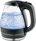 OVENTE Electric Kettle, 1.5L Borosilicate Glass Countertop Water Heater and Boiler for Coffee or Tea, BPA-Free, Auto Shut-Off, Boil-Dry Protection, Removable and Washable Spout Filter, Black KG83B