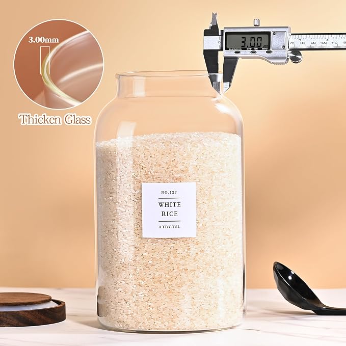 2 PCS Large Glass Jar with Airtight Lid, Glass Food Storage Jars for Tea,Spice,Cereal, Egg,Flour,Coffee and More(70 FL OZ/2000 ml) (94oz*1)