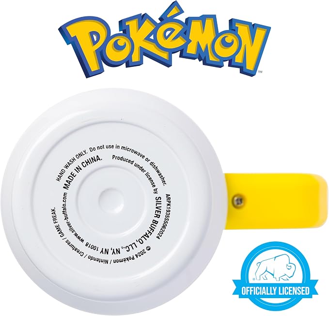 Silver Buffalo Pokémon Double Walled Stainless Steel Tumbler with Handle Featuring Pikachu, Fits in Standard Cup Holder, 40 Ounces