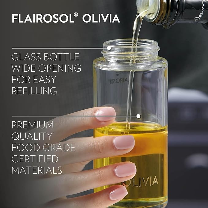 FLAIROSOL OLIVIA 2 Pack 200ml Oil Sprayer for Cooking and 1 Pack 130ml Olive Oil Sprayer