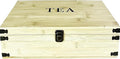 Large Wooden Tea Organizer Box, Big 14" Pine Storage Chest | 8-Slot Tall, Adjustable Shelves | 100% Handmade Craft Eco-Friendly Natural Décor