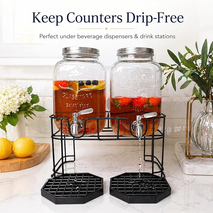 6" Octagon Coffee Drip Tray Catcher for Countertop - for Beverage & Drink Dispenser Bar by kitchentoolz - Pack of 4