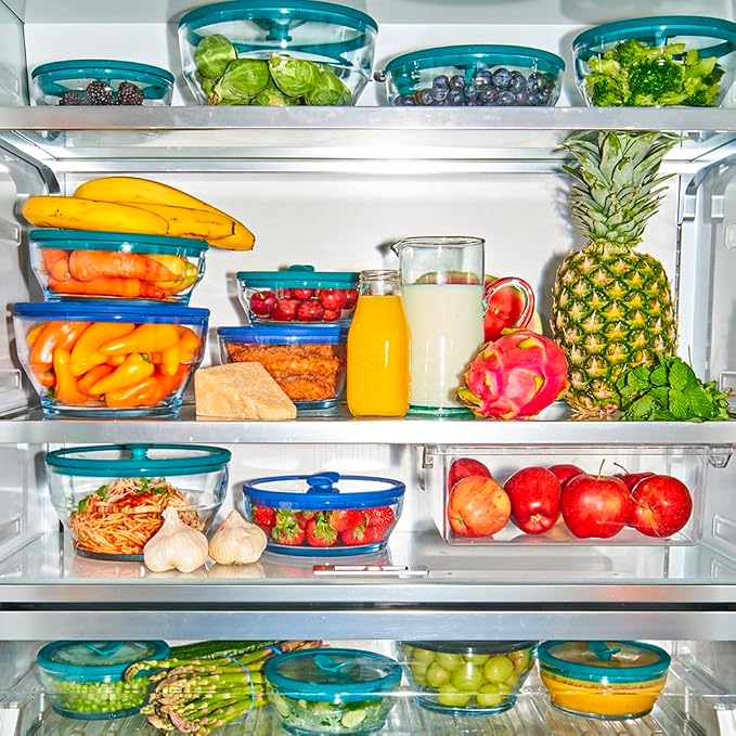 Anyday 2-Pack (4-Cup Deep) Glass Food Storage with Glass Lids | Plastic-Free Meal Prep & Microwave Cookware | Stackable Airtight Storage Container with Vented Lid for Microwave-Safe Reheating