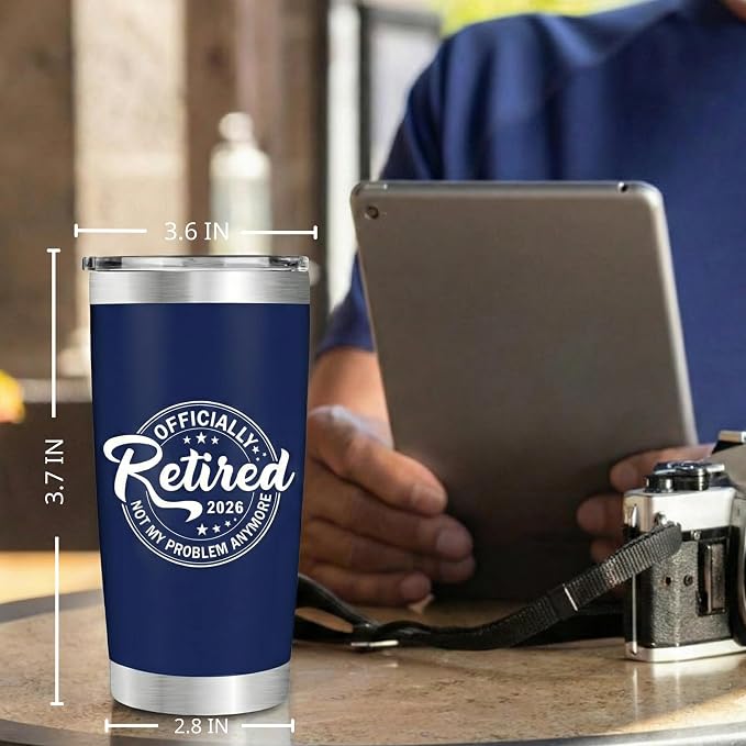 Retirement Gifts for Men 2026 - Retired Not My Problem Anymore - Retirement Tumbler for Him, Father, Husband - Retired Gifts for Men, Navy Tumbler 20 Oz, Fathers Day, Christmas Gift