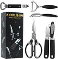 Can Opener Set With 1 Bottle Opener 2 Vegetable Peeler 1 Heavy Duty Kitchen Scissors,Jar Openers For Seniors