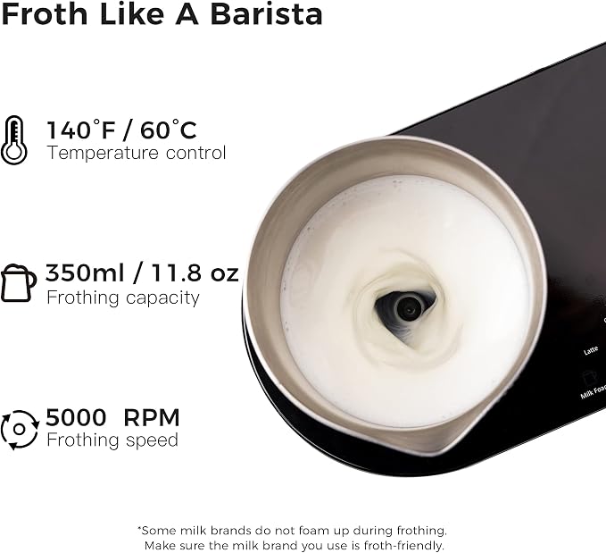 SEVEN&ME Espressor Machine Coffee Maker, with Milk Froth All-in-One Espresso Machine Combination, Latte Cappuccino Macchiato Espresso Electric Moka Pot, One Click Smart Operation（8.66"）