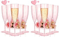WDF 36PCS Pink Champagne Flutes Plastic - 6OZ Pink Disposable Champagne Flutes Party Supplies for Wedding Birthday Parties Valentine's Day Galentine's Day (Pack of 2)