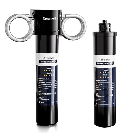 Dreamwills DS15 Under Sink Water Filter with CP15 Replacement Filter, Tool-Free Installation, Reduces Lead and Chlorine, 2-Year Long-Lasting Filtration System
