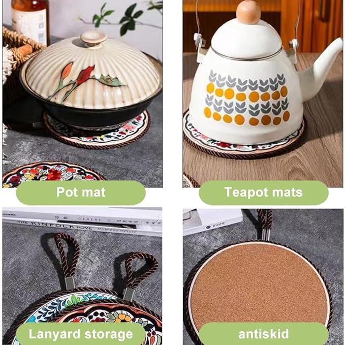 2 pcs Ceramic trivets, hot Dish mat, hot Pot Holder, Pot Holder, Heating Pads for Decorating tabletops and countertops, can be Hung, Kitchen Decor