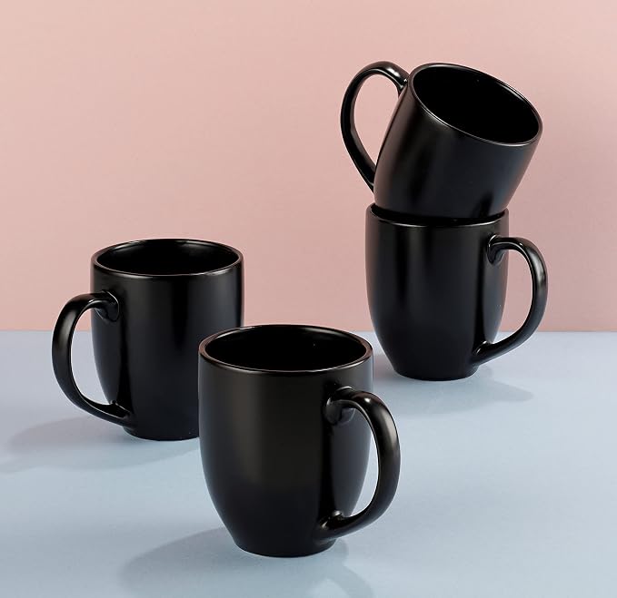 Godinger Coffee Mugs Set, Large Coffee Mug Tea Cup Hot Beverage Large Cups - 16oz., Set of 4