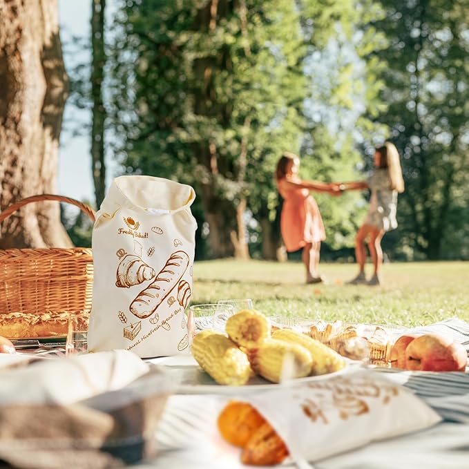 2 Pack Beeswax Bread Bags for Sourdough - Reusable Washable Cotton with Removable Wax Liner, Proofing Cover & DIY Writable Labels, Plastic Free Eco-Friendly Camping Ready (17x13 Inch)