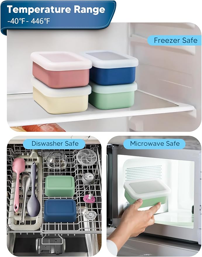 8 PCS 1 Cup Silicone Freezer Molds with Lid, 8oz Silicone Soup Freezer Molds Meal Prep Containers Reusable Food Preserving Tray Ice Trays for Soups Sauces Stews