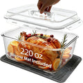 Extra Large Glass Storage Containers with Lids 220oz/6500ml/28cup | Silicone Mat Included | Borosilicate Glass | Airtight | Freezer Oven Dishwasher Safe | Rotisserie Chicken | XL Big Food Bowl