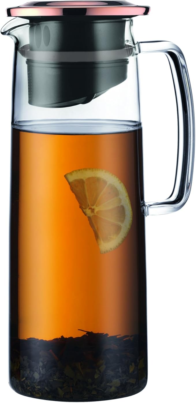 Bodum 11575-18S Biasca Tea Jug, 47.2 fl oz (1,200 ml), Copper Tea, Green Tea, Chinese Tea, Herbal Tea, Fruit Tea, Stainless Steel Filter, Glass Beaker, Dishwasher Safe