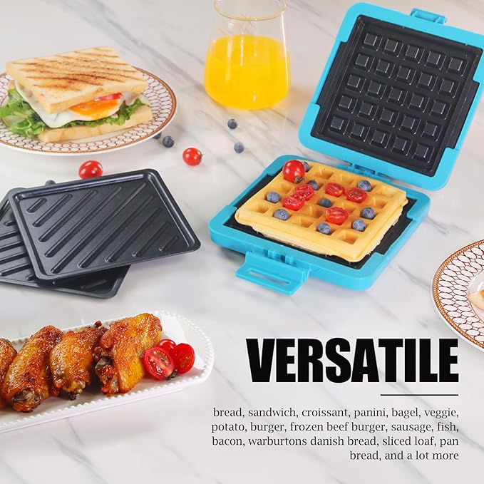 MKYSAIL Toaster,Microwave Toaster, Sandwich Maker, Waffle Maker, Panini Maker, Dishwasher Safe,NO Electricity,Wireless,Time Saving,Fast (Blue, Microwave Sandwich and Waffle Maker)