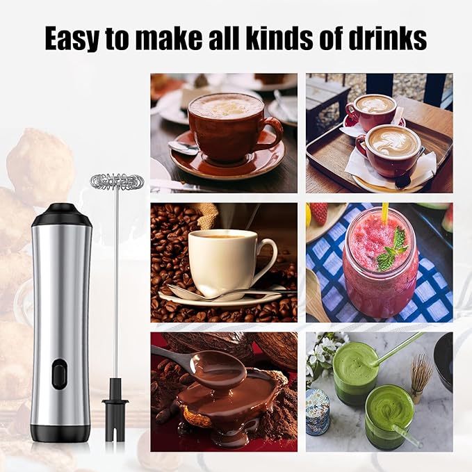 MAEXUS Milk Frother, Rechargeable frother wand, Milk Frother Handheld Foam Maker for Coffee, Cappuccino, Lattes, Matcha, Hot Chocolate, with Milk Frothing Pitcher(20 oz / 600 ml)