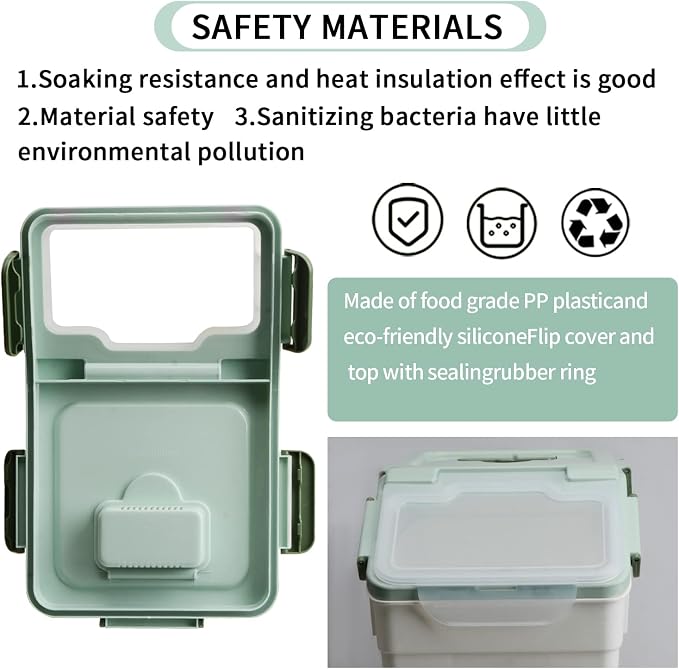 AnRui Airtight Flour Storage Container 25lb, Plastic Grain Storage Bucket, Rice Cereal Dispenser Organizer Box with Lid, Cat Dog Food Storage Bin with Measuring Cup, Scoop, Wheels, 2Pcs Green
