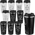 Meanplan 10 Set Christian Fathers Day Church Gifts Bible Verse Tumbler Bulk 17oz Coffee Cup Religious Jesus Tumbler Inspirational Mug for Men Women Teacher (Black and White, Bible Theme)